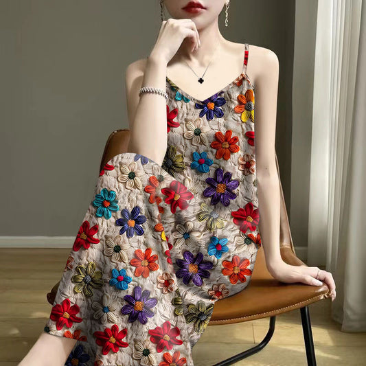 Youthful Summer Printed Strap Sleeveless InnerOuter Tank Dress